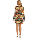 Ai Generated Breakfast Egg Beans Toast Plate Long Sleeve Waist Tie Ruffle Velvet Dress View4