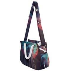 Ai Generated Elephant Tusks Trunk Wildlife Africa Rope Handles Shoulder Strap Bag by danenraven