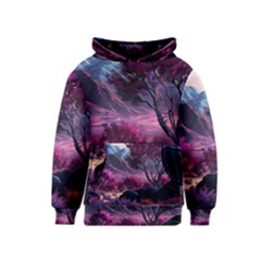 Landscape Landscape Painting Purple Purple Trees Kids  Pullover Hoodie by danenraven