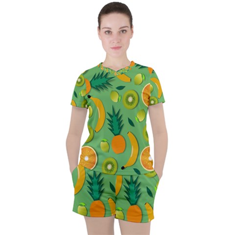 Fruit Tropical Pattern Design Art Pattern Women s Tee And Shorts Set by Ravend