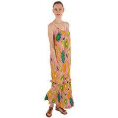 Fruits Tropical Pattern Design Art Cami Maxi Ruffle Chiffon Dress by Ravend