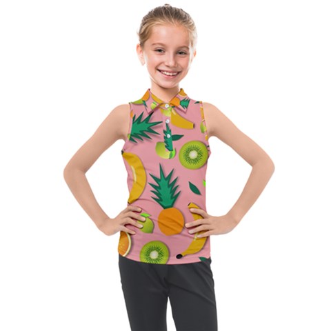 Fruits Tropical Pattern Design Art Kids  Sleeveless Polo Tee by Ravend