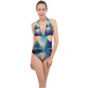 Oil Painting Night Scenery Fantasy Halter Front Plunge Swimsuit View1