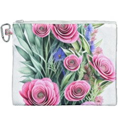 Attention-getting Watercolor Flowers Canvas Cosmetic Bag (xxxl) by GardenOfOphir