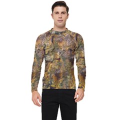 Rusty Orange Abstract Surface Men s Long Sleeve Rash Guard by dflcprintsclothing