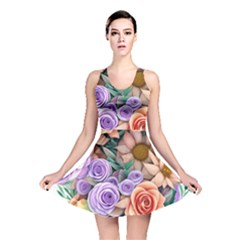 Cheerful And Captivating Watercolor Flowers Reversible Skater Dress by GardenOfOphir