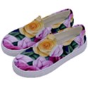 Cherished Watercolor Flowers Kids  Canvas Slip Ons View2