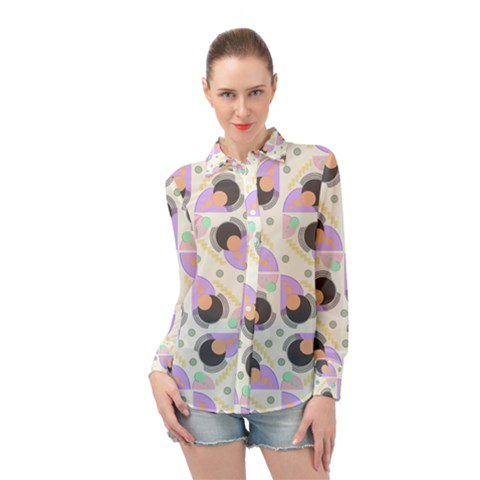 Pattern Pastel Drawing Art Long Sleeve Chiffon Shirt by Ravend