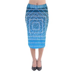 Network Social Abstract Velvet Midi Pencil Skirt by Ravend