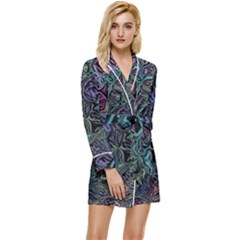 Background Pattern Texture Design Long Sleeve Satin Robe by Ravend