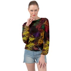 Abstract Painting Colorful Banded Bottom Chiffon Top by Ravend