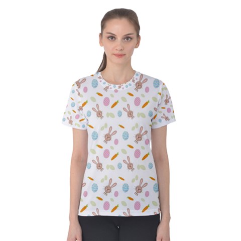 Easter Bunny Pattern Hare Easter Bunny Easter Egg Women s Cotton Tee by Ravend