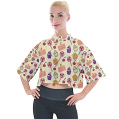 Happy Birthday Cupcake Pattern Lollipop Flat Design Mock Neck Tee by Ravend