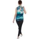 Ai Generated Waves Ocean Sea Tsunami Nautical Painting Mock Neck Chiffon Sleeveless Top View2