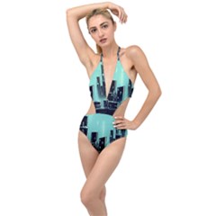 Buildings City Urban Destruction Background Plunging Cut Out Swimsuit by Ravend