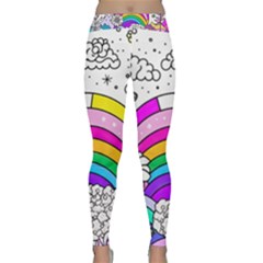 Rainbow Fun Cute Minimal Doodle Drawing Art Classic Yoga Leggings by Ravend