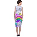 Rainbow Fun Cute Minimal Doodle Drawing Art Sleeveless Velvet Midi Dress View2