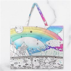 Rainbow Fun Cute Minimal Doodle Drawing Arts Zipper Large Tote Bag by Ravend