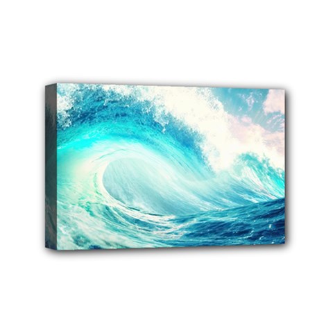 Tsunami Waves Ocean Sea Nautical Nature Water Nature Mini Canvas 6  X 4  (stretched) by Ravend