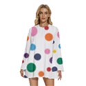 Polka Dot Round Neck Long Sleeve Bohemian Style Chiffon Mini Dress View1