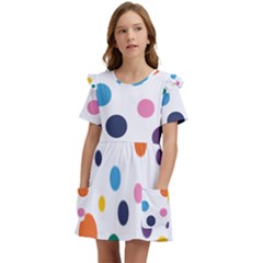 Polka Dot Kids  Frilly Sleeves Pocket Dress by 8989