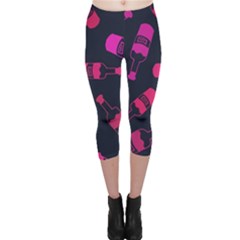 Wine Wine Bottles Background Graphic Capri Leggings  by Ravend