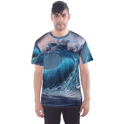 Tsunami Waves Ocean Sea Water Rough Seas Men s Sport Mesh Tee by Ravend