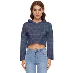 Circuit Board Circuits Mother Board Computer Chip Women s Lightweight Cropped Hoodie by Ravend