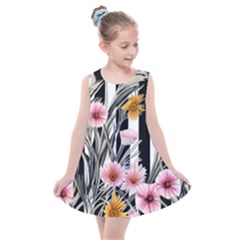 Assorted Watercolor Flowers Kids  Summer Dress by GardenOfOphir