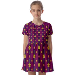 Purple Background Graphic Decor Backdrop Design Art Kids  Short Sleeve Pinafore Style Dress by Ravend