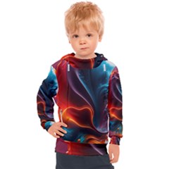 Ai Generated Swirl Splash Blaze Design Art Kids  Hooded Pullover by Ravend