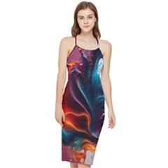 Ai Generated Swirl Splash Blaze Design Art Bodycon Cross Back Summer Dress by Ravend