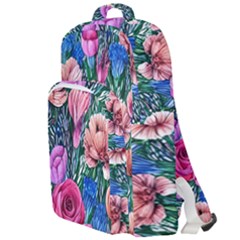 Bright And Brilliant Watercolor Flowers Double Compartment Backpack by GardenOfOphir