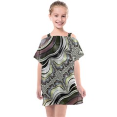 Fractal Background Pattern Texture Abstract Design Art Kids  One Piece Chiffon Dress by Ravend