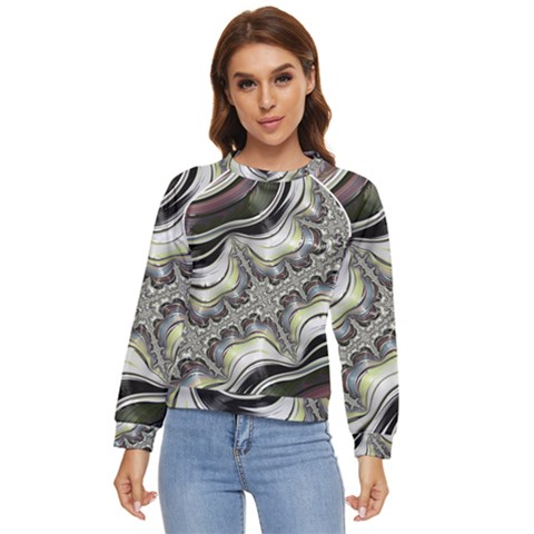 Fractal Background Pattern Texture Abstract Design Art Women s Long Sleeve Raglan Tee by Ravend