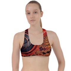 Fractal Background Pattern Texture Abstract Design Criss Cross Racerback Sports Bra by Ravend