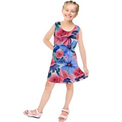 Classy Watercolor Flowers Kids  Tunic Dress by GardenOfOphir