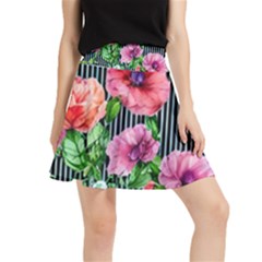 Vintage Botanic Flowers In A Watercolor Waistband Skirt by GardenOfOphir