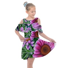 Bouquet Of Sunshine Kids  Shoulder Cutout Chiffon Dress by GardenOfOphir