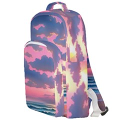 Sunset Over The Beach Double Compartment Backpack by GardenOfOphir