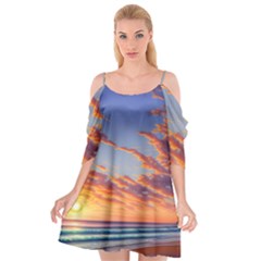 Summer Sunset Over Beach Cutout Spaghetti Strap Chiffon Dress by GardenOfOphir