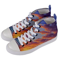 Summer Sunset Over Beach Women s Mid-top Canvas Sneakers by GardenOfOphir