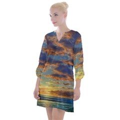 Sunrise Over The Sand Dunes Open Neck Shift Dress by GardenOfOphir