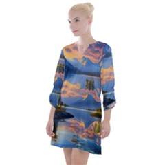 Beautiful Sunset Open Neck Shift Dress by GardenOfOphir