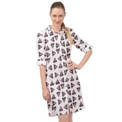 Happy Hound Funny Cute Gog Pattern Long Sleeve Mini Shirt Dress by dflcprintsclothing