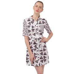 Happy Hound Funny Cute Gog Pattern Belted Shirt Dress by dflcprintsclothing