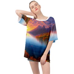 Immaculate Sunset Oversized Chiffon Top by GardenOfOphir