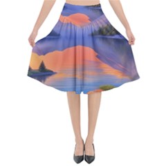 Loveliest Sunset Flared Midi Skirt by GardenOfOphir