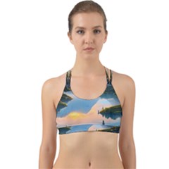 Somber Lake Sunset Back Web Sports Bra by GardenOfOphir