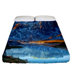 Majestic Lake Landscape Fitted Sheet (california King Size) by GardenOfOphir